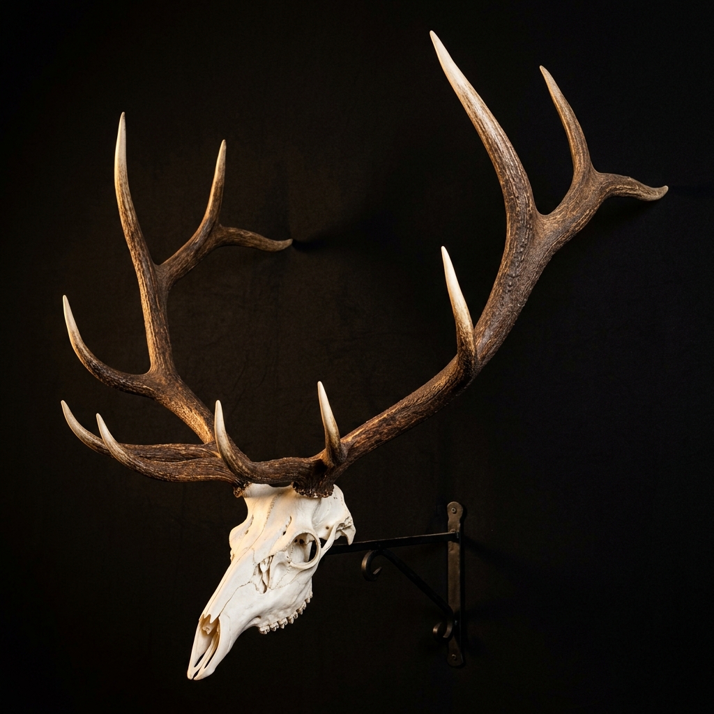 Elk euro mount with impressive antler spread