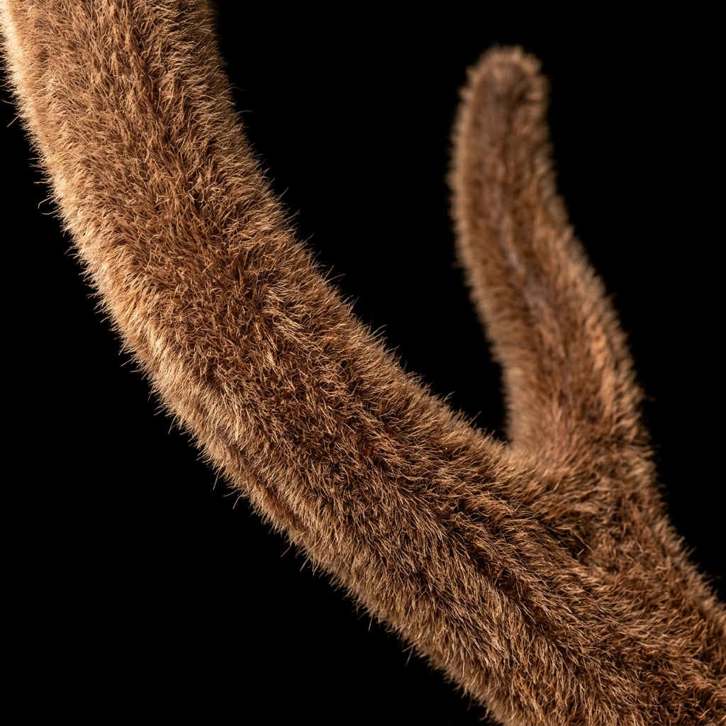 Close-up of realistic velvet texture replicated on deer antlers